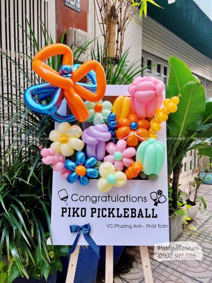 Bảng hoa bong bóng chúc mừng, tone cam tím – Piko Pickleball