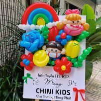 Bảng hoa bong bóng mừng khai trương, chủ đề cầu vồng đầy đủ màu sắc - CHINI KIDS