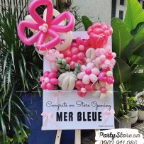 Bảng hoa bong bóng mừng khai trương, tone hồng trắng - Mer Bleue