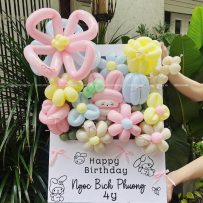 Bảng hoa bong bóng sinh nhật, chủ đề My Melody, tone pastel - Ngoc Bich Phuong