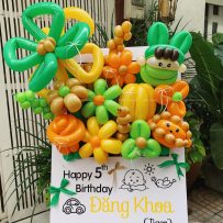 Bảng hoa bong bóng sinh nhật, chủ đề Tiger, tone xanh lá - Đăng Khoa