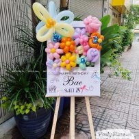 Bảng hoa bong bóng sinh nhật, chủ đề Vườn Hoa Nhiệt Đới, tone pastel - Bae