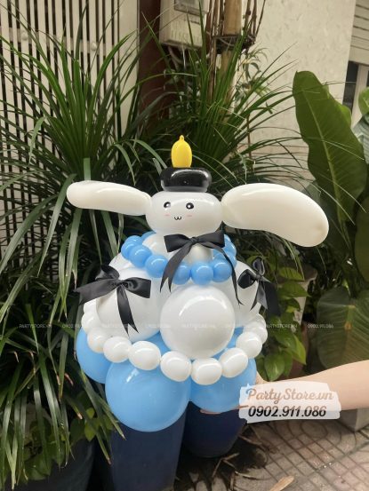 Bánh kem bong bóng chủ đề Cinnamoroll tone màu xanh trắng