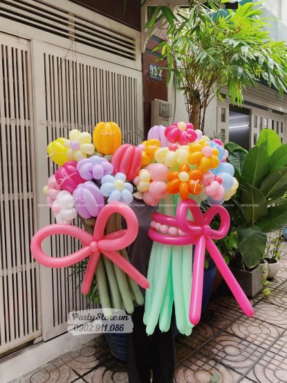 Bó hoa bong bóng đa sắc màu pastel ngọt ngào và dễ thương