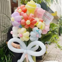 Bó hoa bong bóng tone pastel mừng khai trương