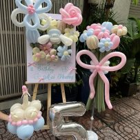 Combo bong bóng sinh nhật tạo hình, chủ đề Cinnamoroll, tone màu pastel