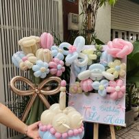 Combo bong bóng sinh nhật tạo hình, chủ đề Cinnamoroll, tone màu pastel