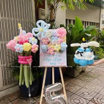 Combo bong bóng sinh nhật tạo hình, chủ đề Cinnamoroll, tone màu pastel