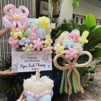 Combo bong bóng sinh nhật tạo hình, chủ đề My Melody, tone màu pastel