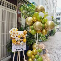 Combo bong bóng tạo hình chào mừng em bé, tone vàng cam