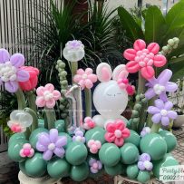 Khu vườn hoa bong bóng sinh nhật tone màu hồng pastel