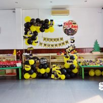 Set bong bóng trang trí sinh nhật, chủ đề Batman, tone vàng đen