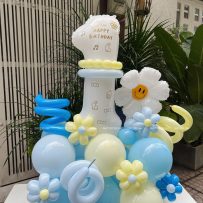 Trụ bong bóng sinh nhật tạo hình tone màu pastel